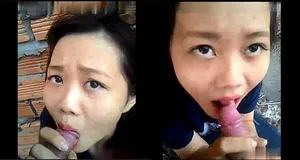 Em người yêu liếm chim ở vườn sau nhà